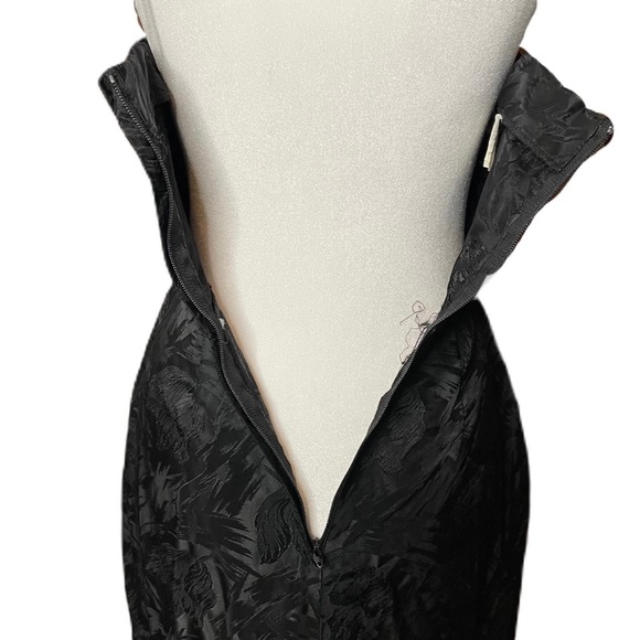Vintage Women’s Black Floral Spaghetti Strap Acetate Sheath Midi Dress, Size 6 - Picture 4 of 9
